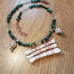 FINAL PRICE Copper Wrapped Coyote Foot Bone Skull Necklace